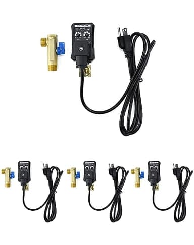 QWORK Automatic Timed Condensate Drain Valve, 4 Pack 1/2" Ac110v 2-way Direct-acting Drain Valve US Plug