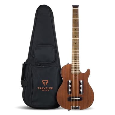 Traveler Guitar Escape Mark III Mahogany Acoustic Guitar | Portable Acoustic with Built-in Headphone Amp | Full 25.5" Scale Headless Guitar | Custom Gig Bag Included