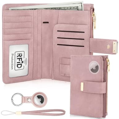 HUANLANG Passport Holder with Airtag for Women/Men, Airtag Passport Wallet for Travel Leather Passport Holder RFID Blocking,Travel Passport Walelt with Credit Card Holder