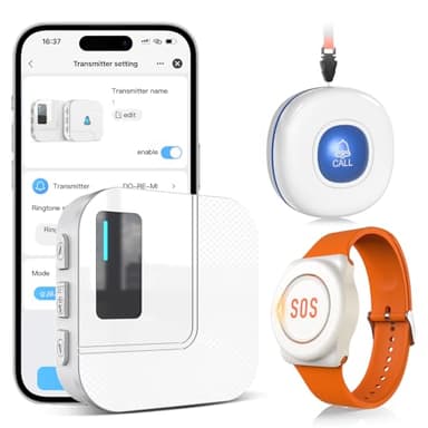 CallToU Wi-Fi Wireless Caregiver Pager Call Button for Elderly at Home, APP Emergency Alert for Seniors, Patients, and The Disabled