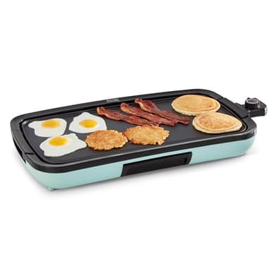 Dash Everyday Electric Griddle - Indoor Griddle for Versatile Cooking - Features Quick-Heating, Anti-Slip Feet, and Removable, Nonstick Plate - Aqua