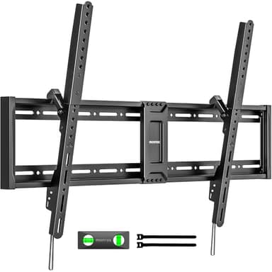 monTEK Heavy Duty Tilt TV Wall Mount for 43–100" Large Flat & Curved TVs, Holds 200 lbs, Ultra Slim Low Profile Bracket with 8° Tilt, Fits 16"/18"/24"/32" Wood Studs, Max VESA 800x600, 4× Load Tested