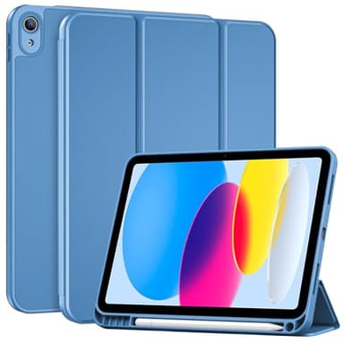 ProCase for iPad (A16) 11th Generation 11 Inch 2025/ iPad 10th Generation 10.9 Inch 2022 Case with Pencil Holder, Hybrid Cover with Soft TPU Back, Supports Touch ID, Auto Wake/Sleep -Blue