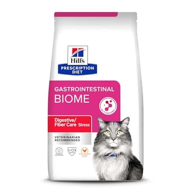 Hill's Prescription Diet Gastrointestinal Biome Stress Digestive/Fiber Care Dry Cat Food, Chicken, 4 lb. Bag