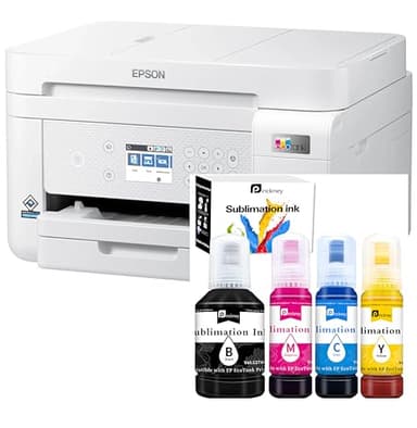 Pinckney Cartridge-Free Super-Tank Printer with Sublimation Ink for Sublimation Printing, Heat Transfers on T-Shirt, Paper Tray, AIO, ADF and Ethernet (Renewed)