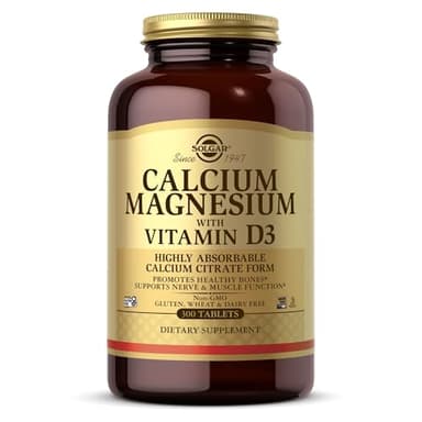 Solgar Calcium Magnesium with Vitamin D3, 300 Tablets - Promotes Healthy Bones, Supports Nerve & Muscle Function - Highly Absorbable Form - Non-GMO and Gluten Free - 60 Servings