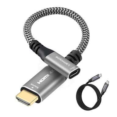 HDMI to USB-C Cable Adapter with USB Video Cable, Uni-Directional HDMI Male (Source) to USB Type-C 3.1 Female (Display) Converter for AR Glasses, with 1 USB C-to-C Cable 4Feet, Support 4K@60Hz,PD 100W