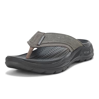 Skechers Men's Arch Fit Motley Sd-Rigel Canvas Thong Sandal, Bkcc, 11