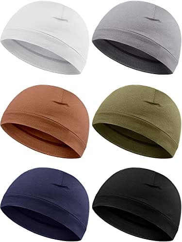 Syhood 6 Pieces Men Skull Caps Cotton Beanies Sleep Hats Multifunctional Helmet Liner Cap for Men and Women (Classic Colors)
