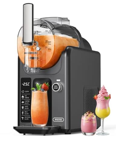 WETIE Slushie Machine, 82oz Slushy Maker with Adjustable Temperature, LED Display, Auto-Clean, 5-in-1 Frozen Drink Maker for Ice Cream, Frappés, Milkshake, Frozen Margaritas, 24H Running for Home