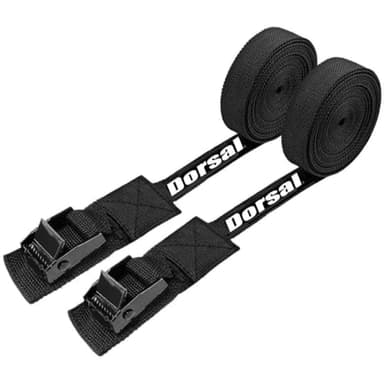 DORSAL Surfboard Tie Down Straps - 15 Ft Roof Rack for Surf, Kayak, SUP, Black 2 Pack