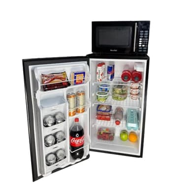 MicroChill 3.3 Basic Combination Refrigerator and Microwave Bundle, 3.3 cu. ft. Fridge, 0.7 cu. ft. Microwave, Dimensions when stacked - 44.25" H x 18.6" W x 17.6" D (Black) (Large Basic)