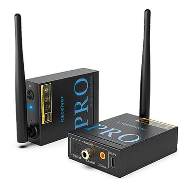1Mii 2.4GHz Wireless Audio Transmitter and Receiver, HiFi Audio, 20ms Low Latency, 320ft Long Range Wireless Kit for Speaker/Stereo/Soundbar,Optical/Coaxial/3.5mm(RCA) Ports.