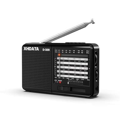 XHDATA D-328 Shortwave AM FM DSP Portable Small Multi Band Radio Stereo MP3 Player with Rechargeable Battery Earphone Jack Portable Multimedia Speaker with USB Micro SD Card Jack (Black)