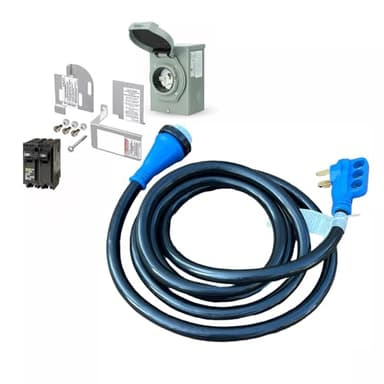 50 Amp Generator to House Hook-up Kit for Square D Homeline 150/200/225 Amp Load Center, Including Generator Cord,Power Inlet Box,Panel Interlock Kit and Circuit Breaker