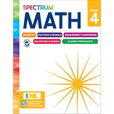 Spectrum 4th Grade Math Workbooks, Mathematics Activity Book for Kids Ages 9-10, Geometry, Fractions, Decimals, Algebra Prep, Multiplication, Division, and More, Classroom and Homeschool Curriculum