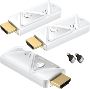 Wireless HDMI Transmitter and 2 Receivers 382FT/100M, 2.4G+5G, Plug & Play, Wireless HDMI Supports 4K Decode & 1080P Full HD Output, Streams from STB, PC, DVD, CCTV to TV, Monitor, Projector