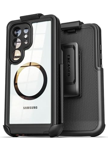 Encased Waterproof Case for Samsung Galaxy S26 Ultra with Belt Clip - Full Body Protective Cover with Built-in Screen Protector & Holster (Clear/Black)