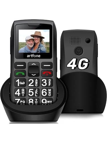 4G LTE Senior Mobile Phone with Big Buttons, SOS Function, Ultra Loud Speaker, 1800mAh Long Battery Life, Flashlight, Wireless Charger, Single SIM - Anti-Drop Design (Black)