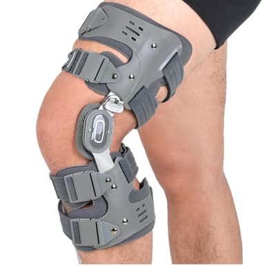 DOUKOM Osteoarthritis Unloader Knee Brace, OA Knee Brace for Arthritis Pain and Support, Low Profile Knee Support for Medial and Lateral Degeneration Knee Pain (Gray/Right)