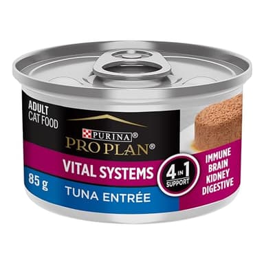 Purina Pro Plan Vital Systems Tuna Entree Wet Cat Food Pate 4-in-1 Brain, Kidney, Digestive and Immune Formula - (Pack of 24) 3 oz. Cans