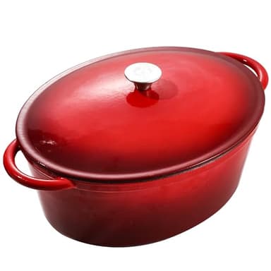 Vivicreate 9.6 QT enamel cast iron dutch oven, red gradient color,cast iron pot (9.6 QT)