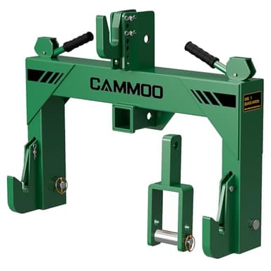 CAMMOO 3-Point Quick Hitch with 2" Receiver＆Extra Versatile Adapter, Adaptation to Category 1, No Bushing Required, 3000LBS Lift Capacity, 5 Level Adjustable Bolt &Reinforcing Rib Design (Green)