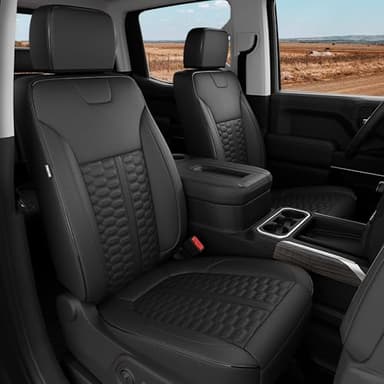 RIDEPOSH Custom Leather Seat Covers for Silverado/Sierra 1500 2019-2026, 2500HD 3500HD 2020-2026 Crew Cab Full Set with Jump Seat Cover (Armrest Storage Version Only), Truck Accessories