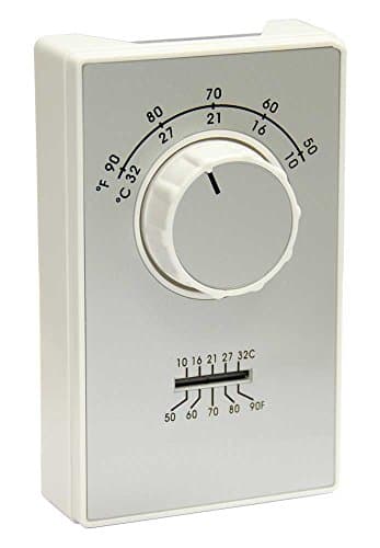TPI ET9SRTS Series ET9 Line Voltage, SPST Cool Only, Terminal, 50°-90°F, White