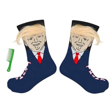 T Legend Donald Socks With Hair, Funny Socks For Birthday, 2026 Republican Novelty Easter Sunday and st Patricks Day Gifts, Onesize Unisex Donald President Merchandise (Hair)