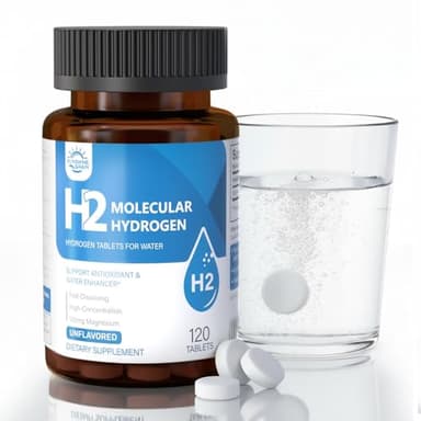 Molecular Hydrogen (H2) Tablets with Magnesium – 12 PPM Hydrogen Water Tablet for Drinking Water, Antioxidant-Rich, Supports Cellular Health, Recovery & Cognitive Function – Unflavored, 120 Tablets