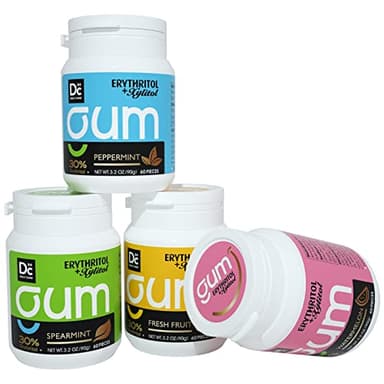 DC24 DAILY CARE Xylitol Chewing Gum with Erythritol, Aspartame Free & Sugar Free Gum for Dry Mouth, Low-Calorie, Sugarless, Assorted Flavors Variety Bulk Pack 60-Piece Pack, 4 Packs