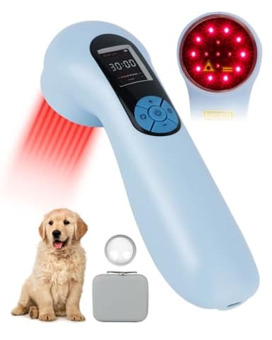 LLLT Cold Laser Therapy Device with Protective Magnetic Cover, 5 * 808nm & 10 * 650nm Human/Vet Handheld Infrared Red Light Therapy, Pet Dogs Treatment Device for Muscle Pain Relief & Improve Healing