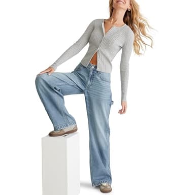 Aeropostale Women's Carpenter Baggy Jean, Medium Wash, MS