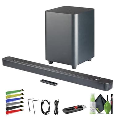JBL Bar 500 5.1 Channel Soundbar for TV with Wireless Subwoofer MultiBeam and Atmos Sound bar, 590 Watts Output, Home Theater Audio TV Speakers and Surround Sound System with Built-in Bluetooth