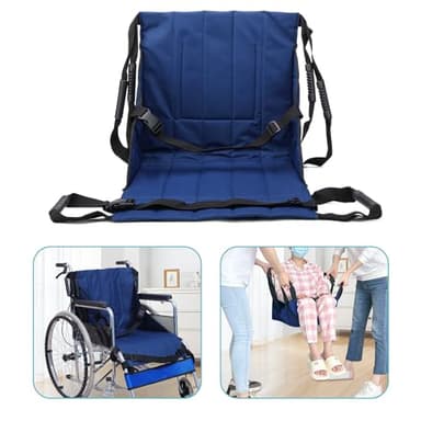 Patient Lift Transfer Belt from Bed to Wheelchair Stair Transfer Emergency Evacuation Chair Pad Safety Medical Lifting Sling Slide Board Transferring for Elderly, Disabled, Adults (Blue - 4 Handles)