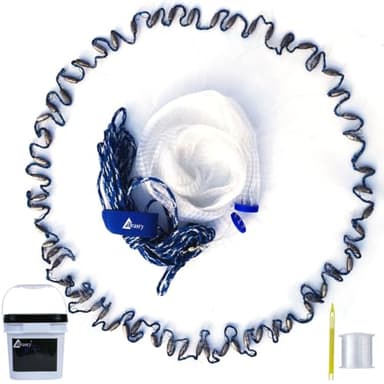 Drasry Saltwater Fishing Cast Net for Bait Trap with Heavy Sinkers Fish Throw Net. Size 3ft/4ft/5ft/6ft/7ft/8ft/9ft Radius Freshwater (Monofilament Lines Cast Net（3/8 Inch Mesh）, 8FT(240cm) Radius)