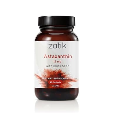 Zatik Naturals - Astaxanthin 12mg with Organic Black Seed, Antioxidant, 90 Vegan Softgels