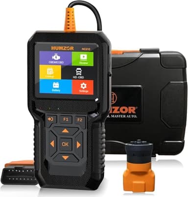 Heavy Duty Truck Scanner, NC610 Full System Diesel Diagnostic Scan Tool for Cummings, Detroit, Freighter, International, Paccar Check Truck Engine and Car 2 in 1 Code Reader/OBD2 Scanner (NC610)