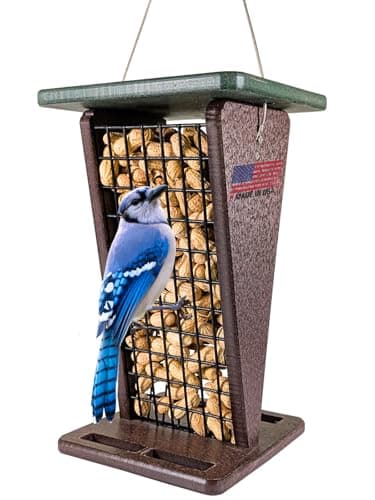 JCs Wildlife Poly Lumber Hanging Whole Peanut Feeder (Green and Brown)