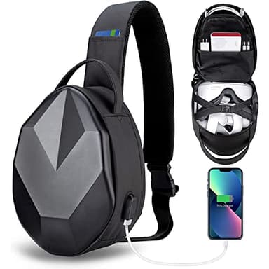 YOREPEK Carrying Case fit for Meta Quest 3S/3/2/Vision Pro, Hard Travel Bag fit for Oculus Quest 3 Gaming Headset and Controllers, Lightweight Case with USB Charging Port