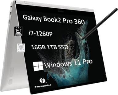 Samsung Galaxy Book2 Pro 360 2-in-1 Business Laptop (13.3" FHD Touchscreen, Intel Core i7-1260P, 16GB RAM, 1TB SSD, Active Pen) for Creator, Photographer, Designer, Backlit, FingerPrint, Win 11 Pro