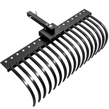 YITAMOTOR 48" Tow Behind Landscape Rake, 2" Receiver Lown Dethatcher Rack with 17 Steel Tines for ATV/UTV & 3-Point Hitch Systems Tractor, for Leaves, Debris, Grass, Pine Needles