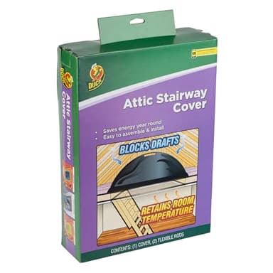 Duck Brand Stairway Attic Cover, Energy Saving Attic Insulation Cover Fits Openings up to 25.5 Inches by 54 Inches for Year-Round Weatherization, Black, 286209