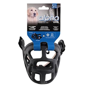 ZEUS Alpha TPR Muzzle for X-Large Dogs, Comfort Fit Design Prevents Biting, Barking and Chewing, Black