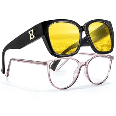 LVIOE Night Vision Driving Glasses Fit Over Prescription Glasses, Wrap Around Nighttime Anti Glare Polarized