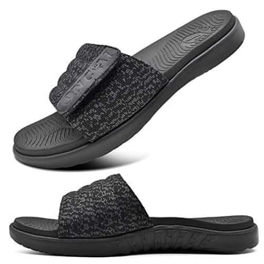 ONCAI Sandals for Mens Open Toe Adjustable Straps Athletic Orthotic Plantar Fasciitis Summer Sport Slide with Comfy Arch Support Footbed Black Size 11