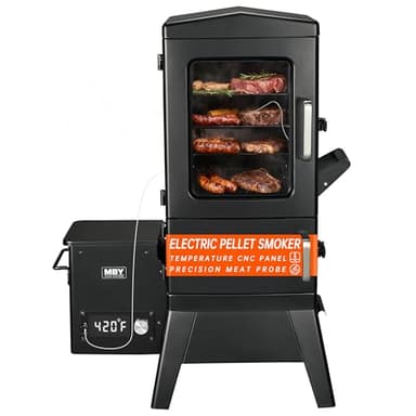Vertical Pellet Smoker with Cover & Meat Probe, 4-Rack Electric BBQ Smoker Grill, 616 sq in Cooking Space, Digital LED Temperature Control for Outdoor Smoking Ribs, Brisket, Chicken & Sausage