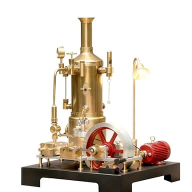 Retrol SE-03 Steam Engine Model Kit, 38PCS Working Miniature Full Metal Stationary Mill Engine with Vertical Boiler, Generator & Light for Physical Science Education, Home Decoration & Collectibles