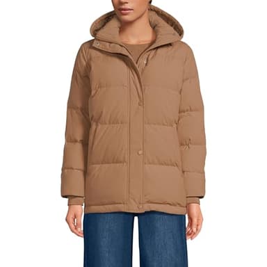 Lands' End Women's Max 600 Down Puffer Jacket Medium Toasted Peanut